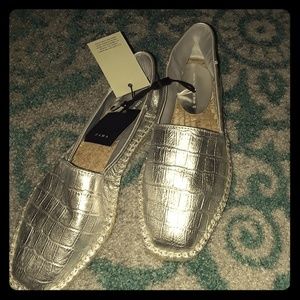 Zara mettalic espadrilles/ croc embossed 👌
